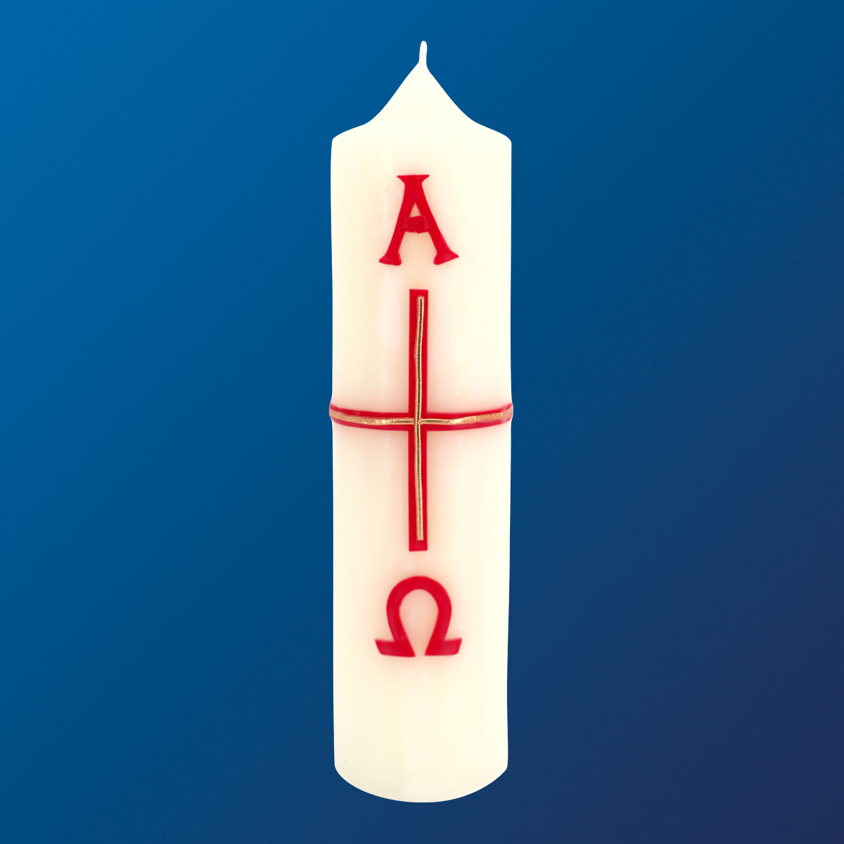 Osterkerze - Kreuz mit Alpha & Omega